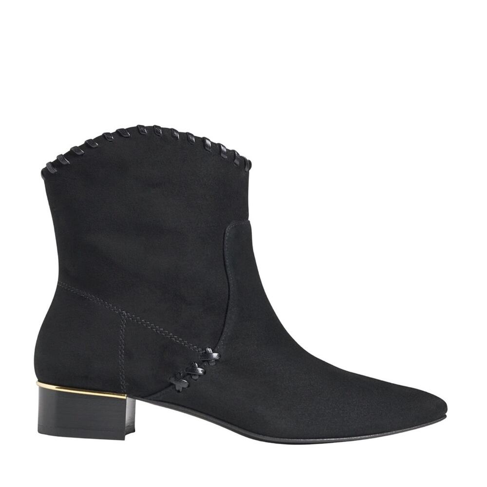 Bruno Magli Suede Ankle Boots‎ Whipstich Trim 7.5 New Western Luxury